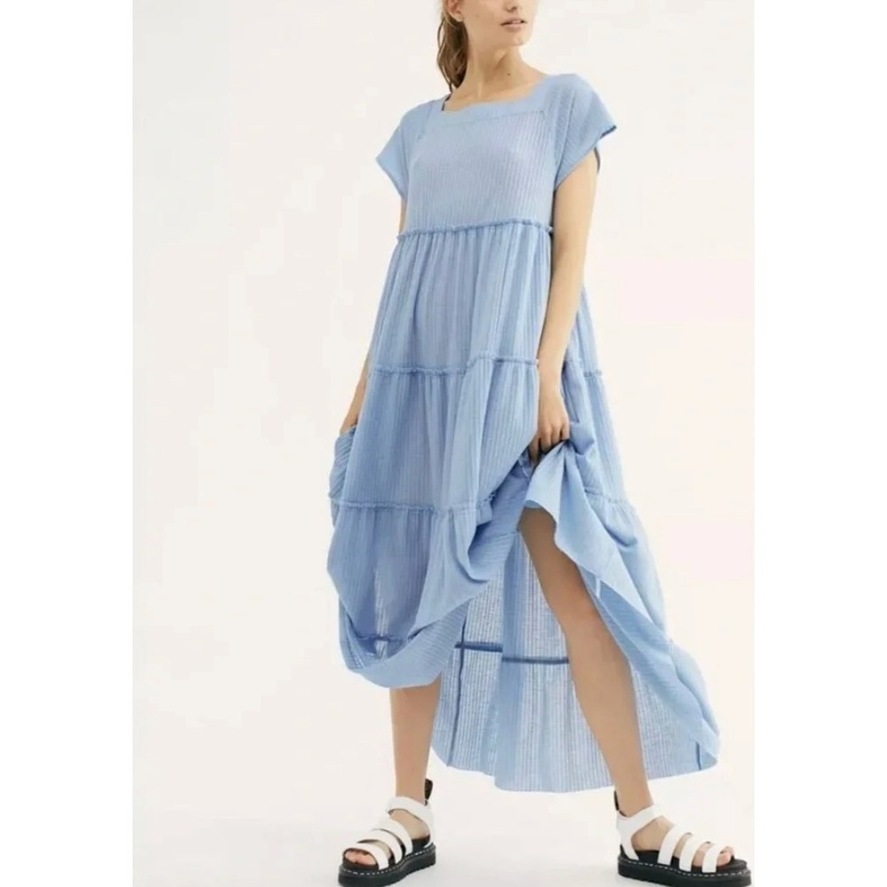 FP BEACH x FREE PEOPLE Saltwater Tiered Short Sleeve Maxi Dress